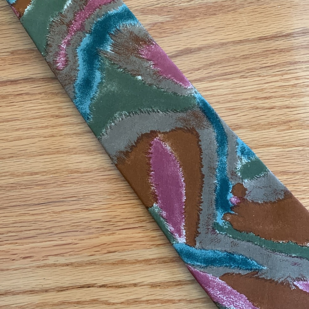 Multicolor Abstract Patterned Men's Tie - Picture 5 of 7